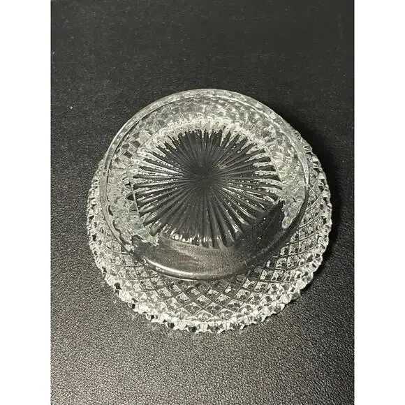 Westmoreland 1940s Pressed Clear Glass Snack Set Diamond & Fan, 2 Plates 3 Bowls - Picture 8 of 16